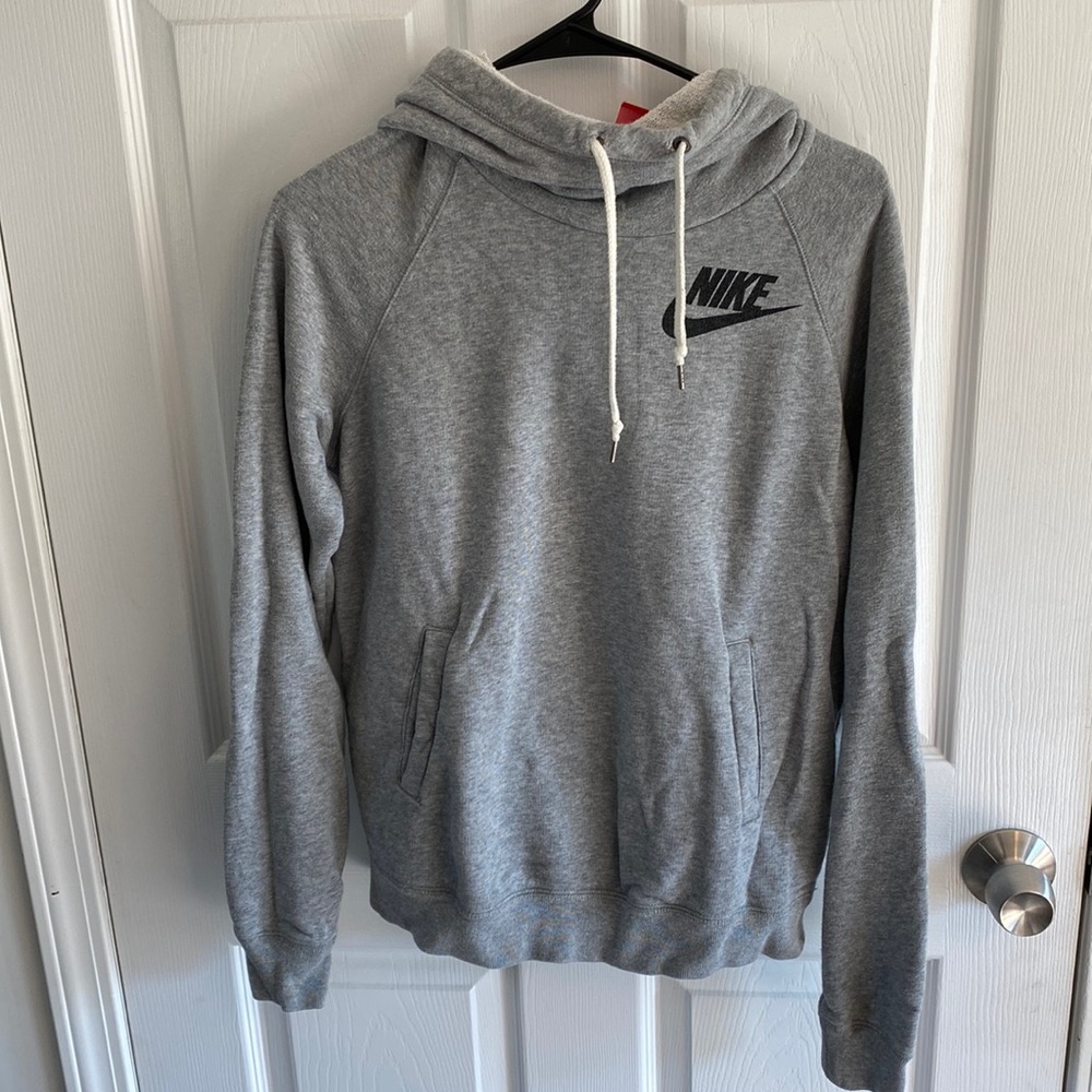 Gray Knit Womens Nike Hooded Sweatshirt